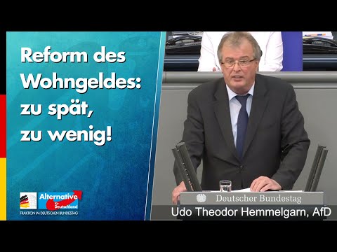 Reform des Wohngeldes – zu spät, zu wenig! - Udo Hemmelgarn - AfD-Fraktion im Bundestag